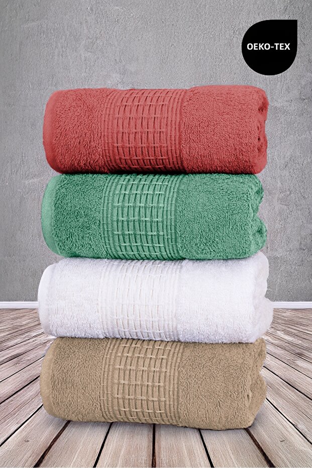 Silk 4-Piece Soft, Premium, Large Hand, Face and Head Towel Set - 50X90Cm 800 Grams