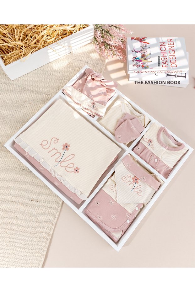 Floral Embroidered Ruffled Cotton 10-Piece Baby Girl Hospital Discharge Baby Set