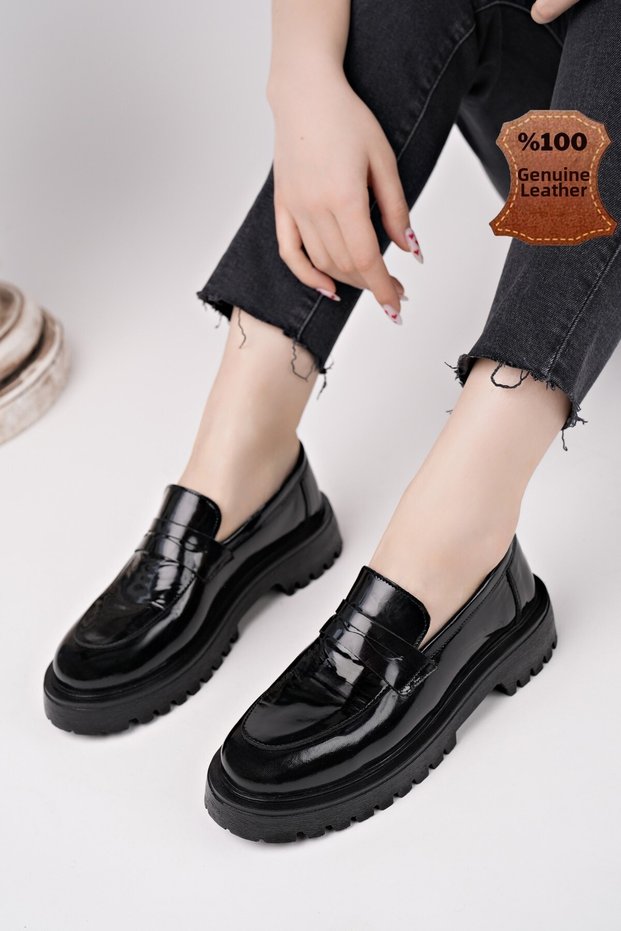 Paradise Genuine Leather Thick Sole Daily Casual Loafers Women's Loafer Shoes