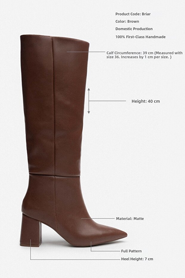 Damskie buty na obcasie Briar Brown Matte Pointed Toe - 3