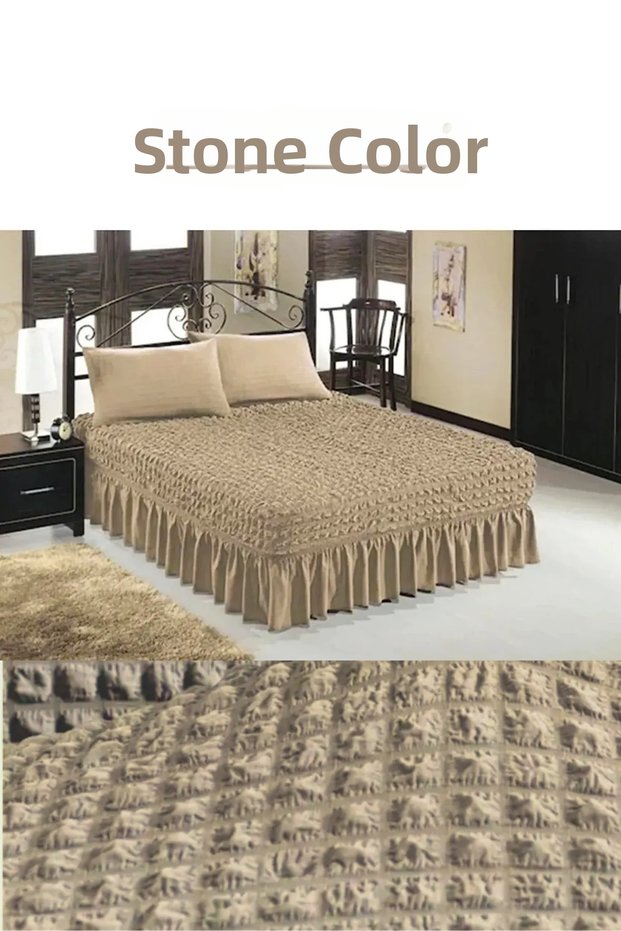 Bürümcük bedspread, double washable cover, skirted, stretchy 160x200 and 180x200