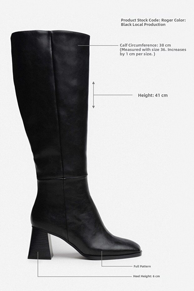 Roger Black Matte Blunt Toe Damskie Grube Buty Na Obcasie - 3