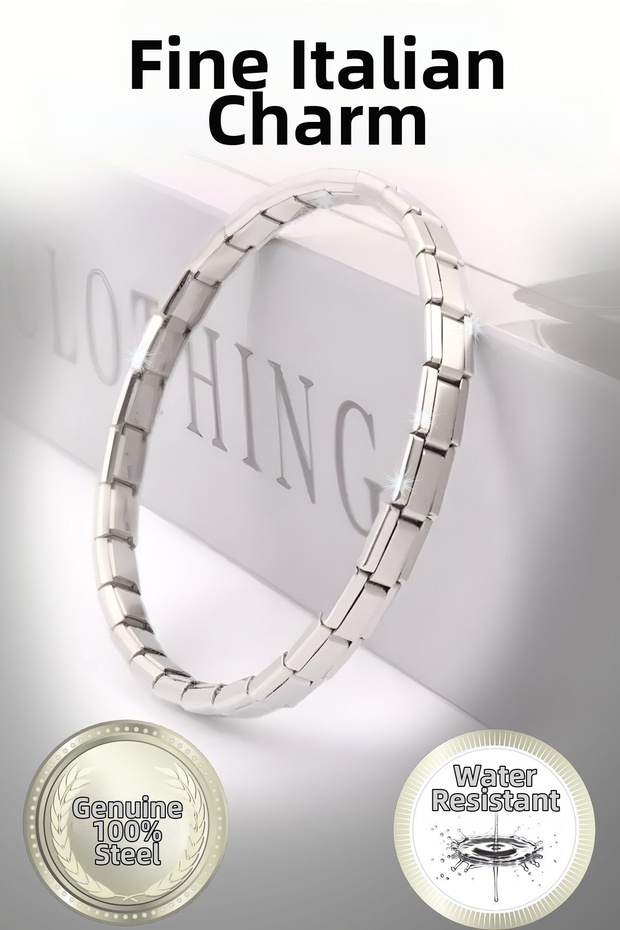 Thin Nomi Italian Charm Steel Silver and Gold Bracelet