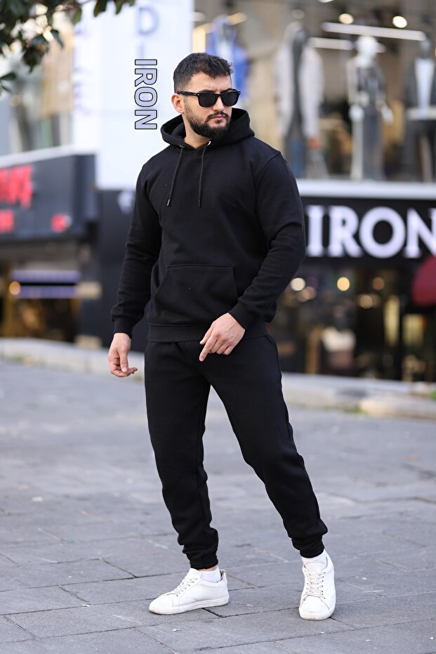 Gyb - Unisex Hooded 3 Thread Winter Thick Basic Tracksuit Set