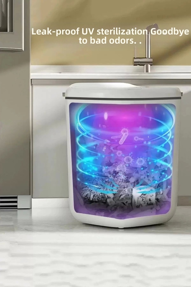 Smart Technological Sensor Trash Can Light Odor-Proof Office Bathroom Kitchen - 4