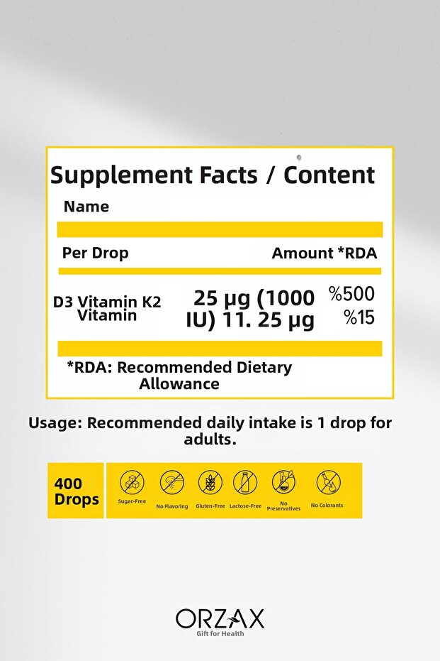 Orzax D3K2 20ml Drops - 2