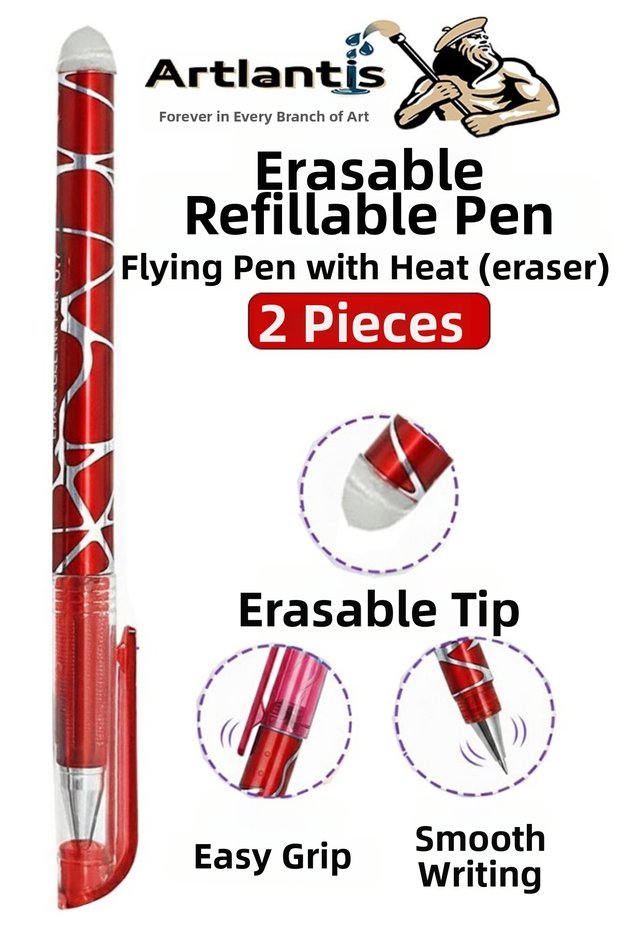 Red Erasable Ballpoint Pen 2 Pieces Bia Erasable Gel Pilot Pen with Ink Easy to Erase