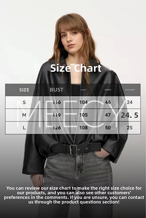 Nowa kolekcja sztucznej skóry oversize bomberka - 5