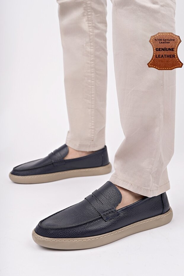 Harnaz Laceless Genuine Leather Men's Daily Casual Shoes