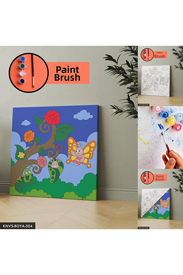 مجموعة رسم على القماش لفراشات مبهجة تتضمن فرشاة الطلاء