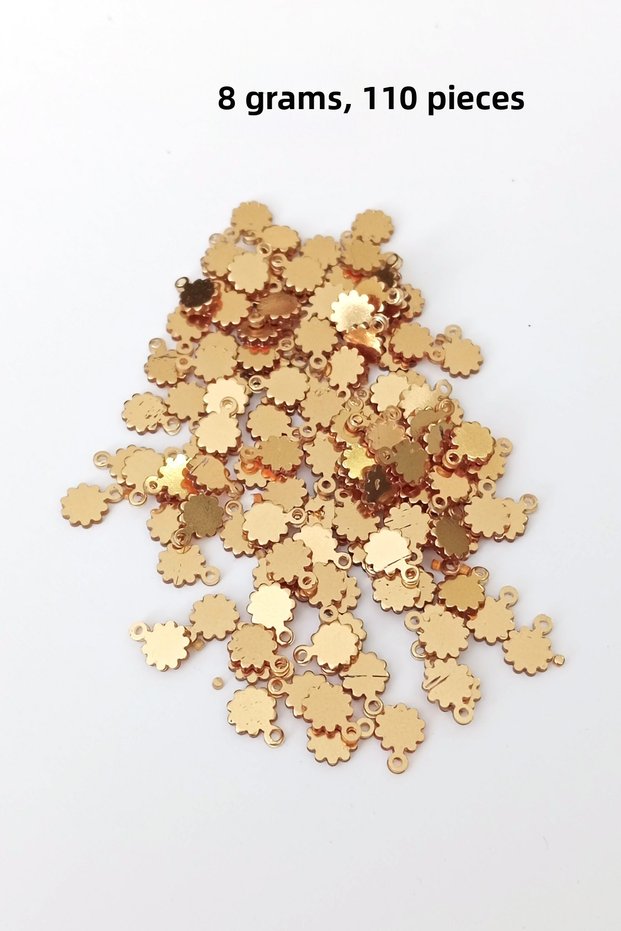 Oya Evening Dress Bracelet Necklace Plexi Metallic Plastic Sequins Gold Color 8 Grams 110 Pieces - Bnc474