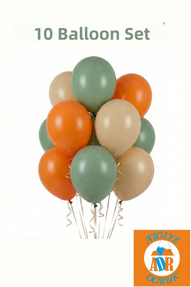 Dinosaurs Concept Balloon Set, Orange-Mold Green-Sand Beige Balloon Set Party Table Decoration