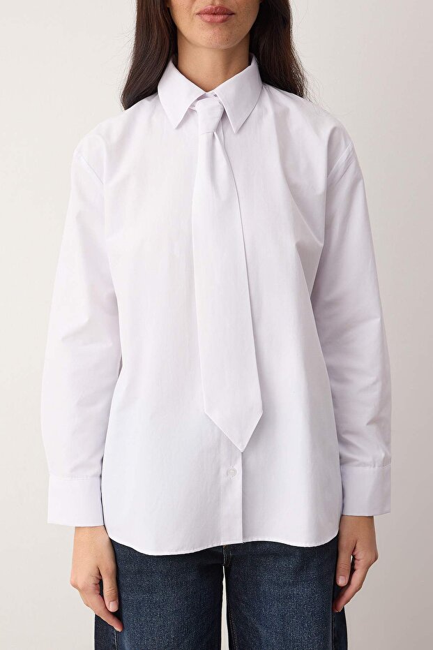 Széles szabású ing fehér nyakkendővel TWOAW26GO00142 - 3