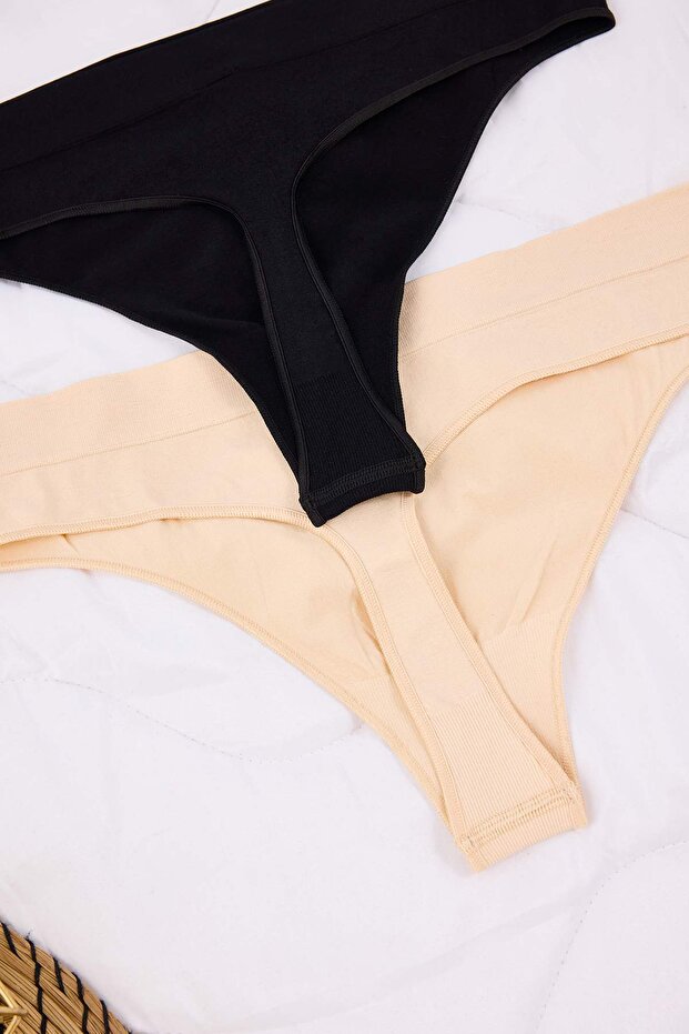 Siyah-Ten 2'li Paket Seamless Tanga TBBAW26CM00015 - 5