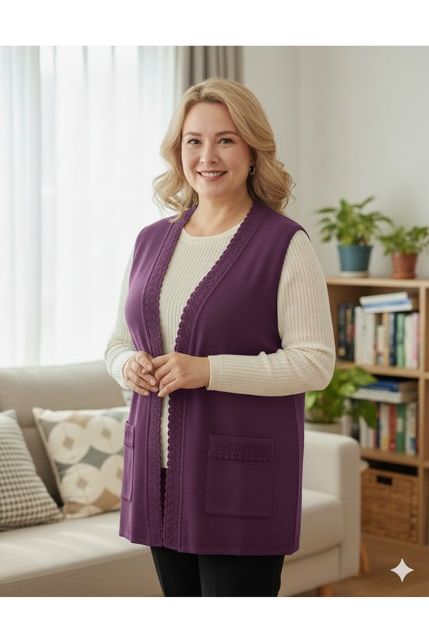 Knitted Buttonless Mother Vest for Women of Middle Ages and Above