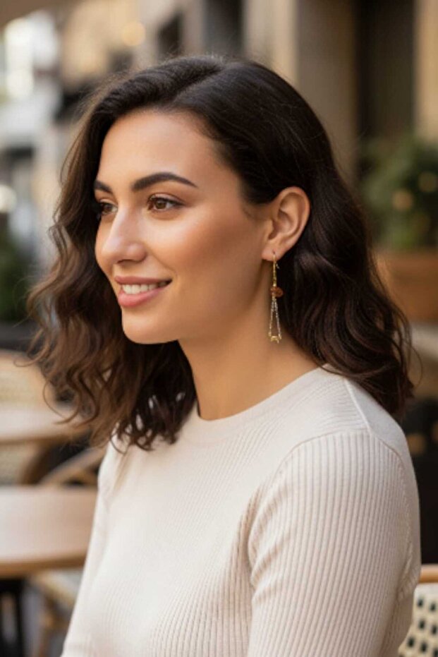 أقراط متدلية من حجر العقيق - 1