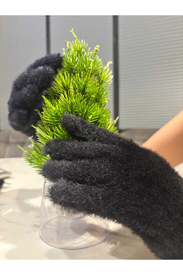 Kadın Peluş Uzun Eldiven - 1