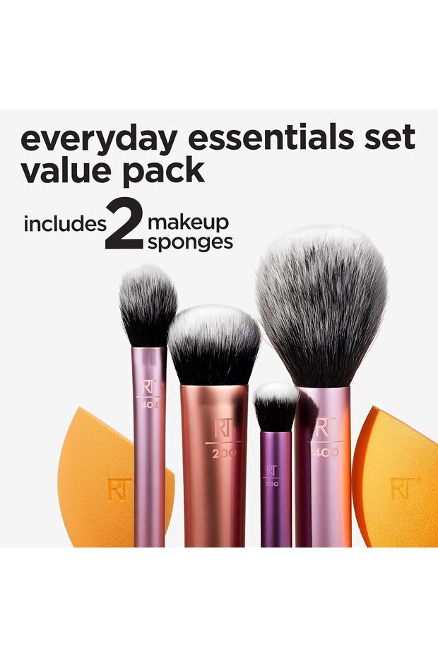 Makeup Brush Set With 2 Sponge Blenders For Eyeshadow, Foundation, Blush, And Concealer, 6 Piece - 3