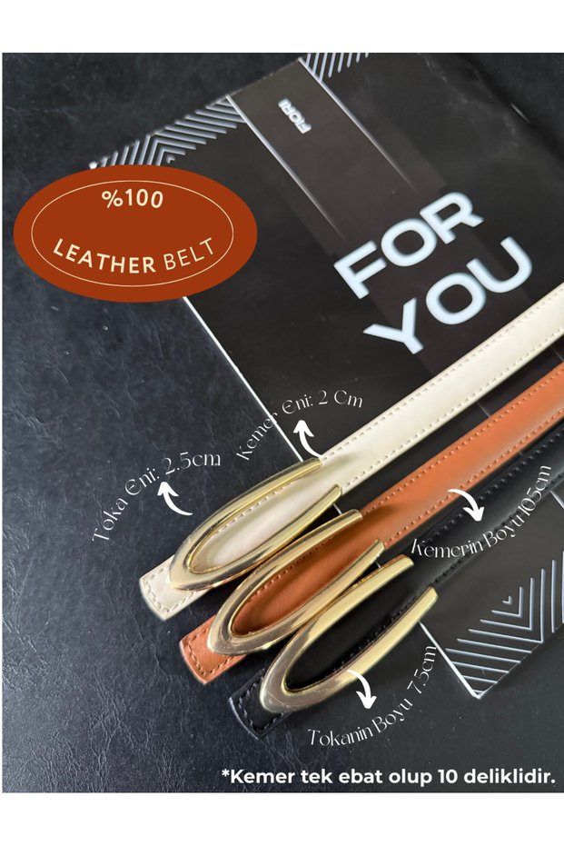 3-Piece Genuine Curved Leather Long Buckle Thin Women's Belt, Jacket Belt, Shirt Belt, Dress Belt