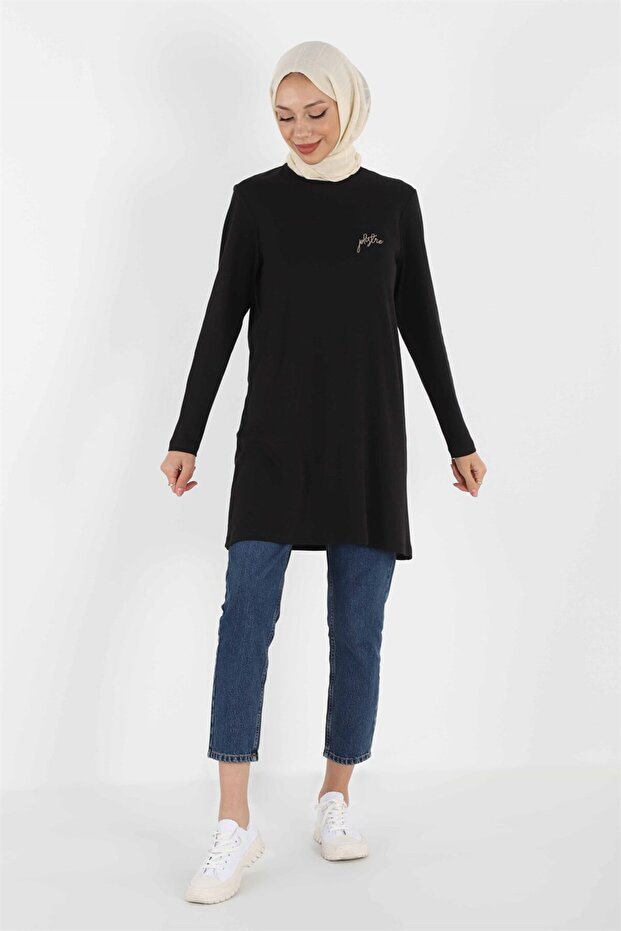 1451_nakışlı Basic Tesettür Tunik - 2