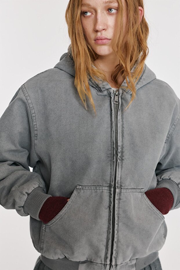 Suni yünlü iç astarlı kapüşonlu ceket - 6