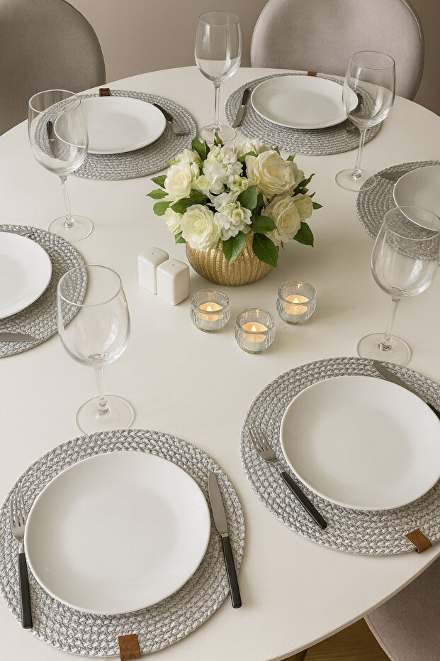 American Service / Presentation Plate Mat / Cream White Gray Coffee Color Options / 6 Pieces Jute Supla