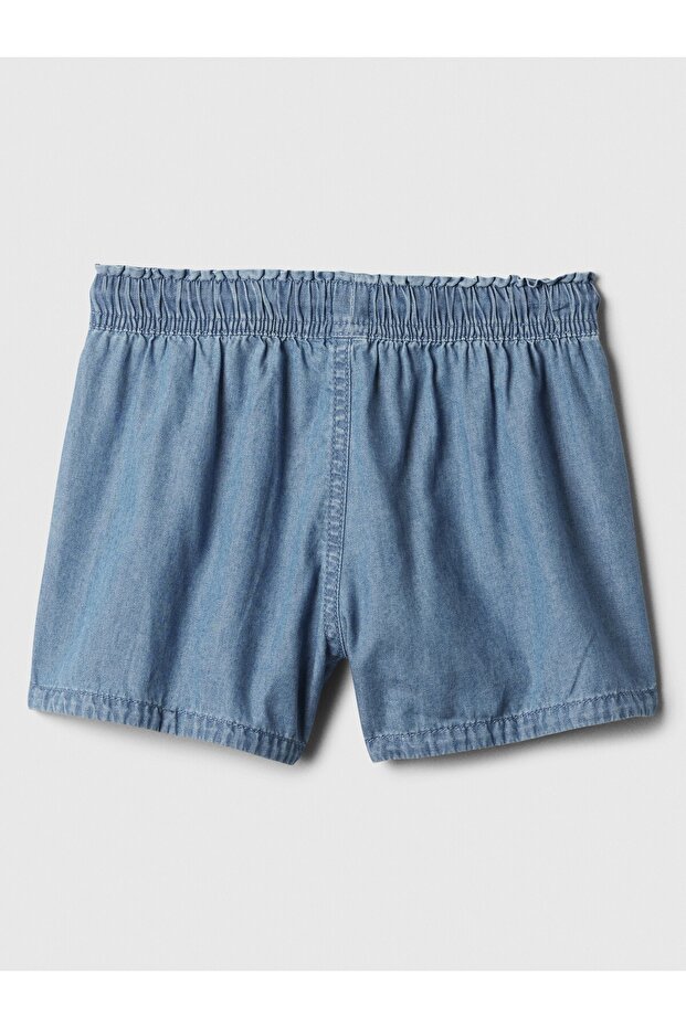 Kız Çocuk Açık Mavi Chambray Pull-On Şort - 3