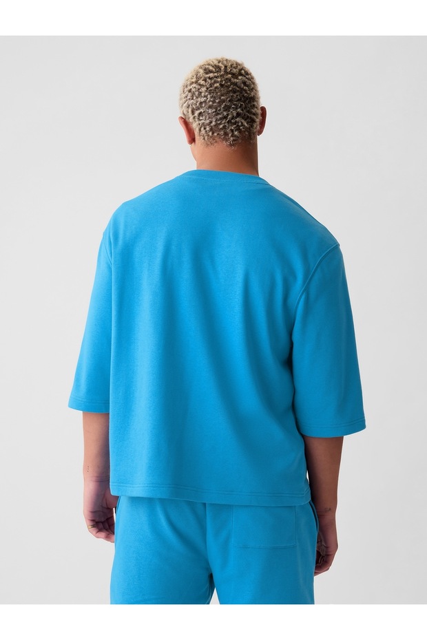 Erkek Mavi Logo Oversized Sweatshirt - 5