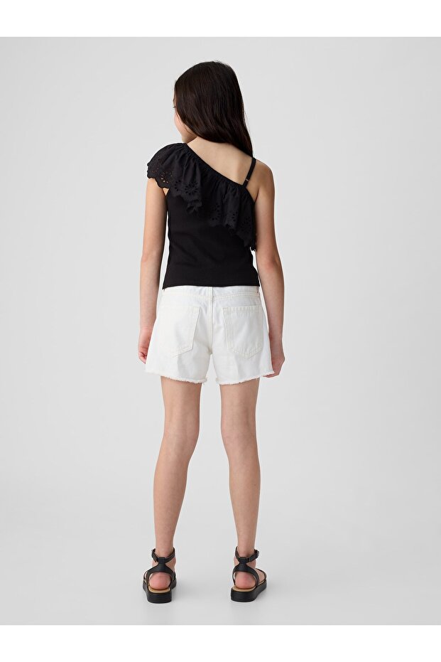 Kız Çocuk Beyaz Low Rise Stride Denim Şort - 5