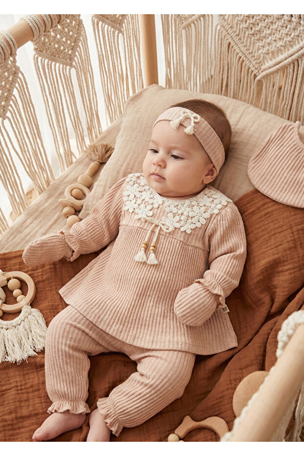 Baby Girl Li̇nda Set of 5 Newborn Hospital Exit Zibin Set