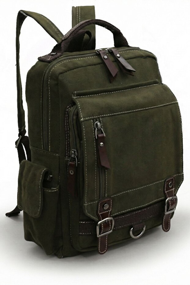 Cappadocia 4012 Khaki Green Postman Small Backpack Cross Shoulder Strap Daily Cotton Gabardine Bag