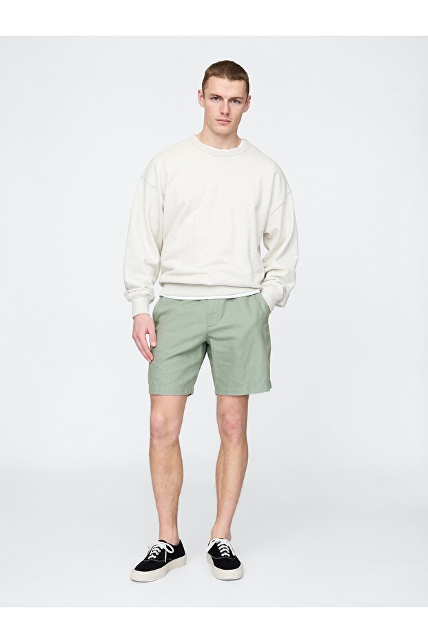 Erkek Yeşil Keten Şort - 1