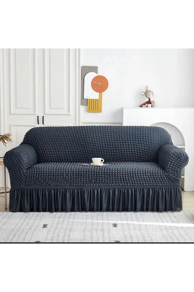 Bashtugh High-Quality 3-Person Crinkled Fabric Sofa, Couch, Sofa Bed Cover, Sofa Slipcover (3-person) 1 piece.