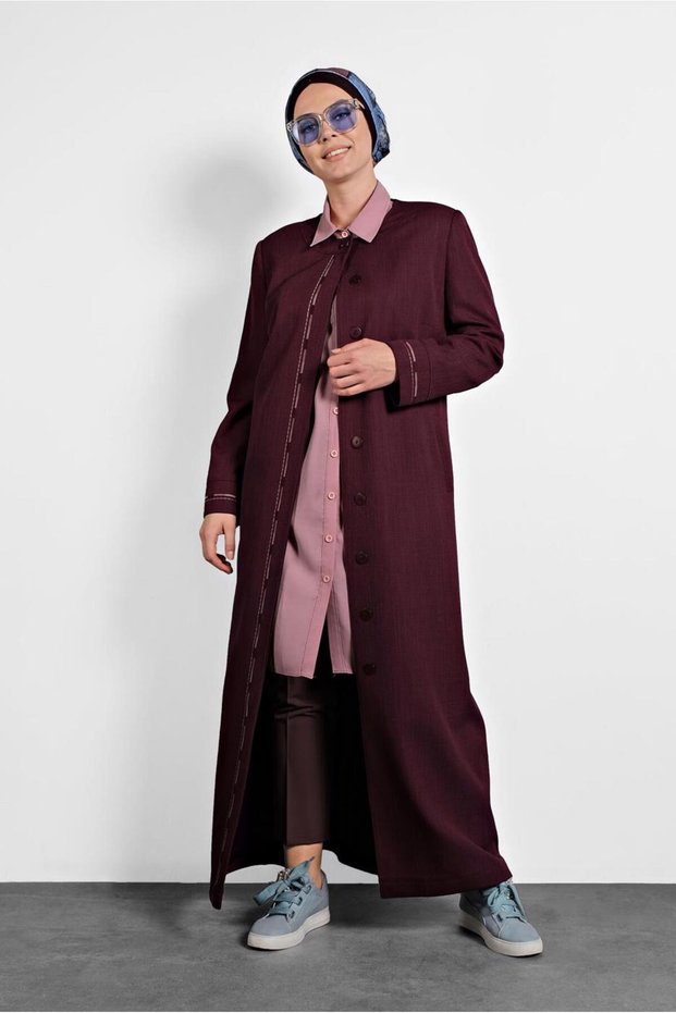 Round Neck Embroidered Pardese 10018