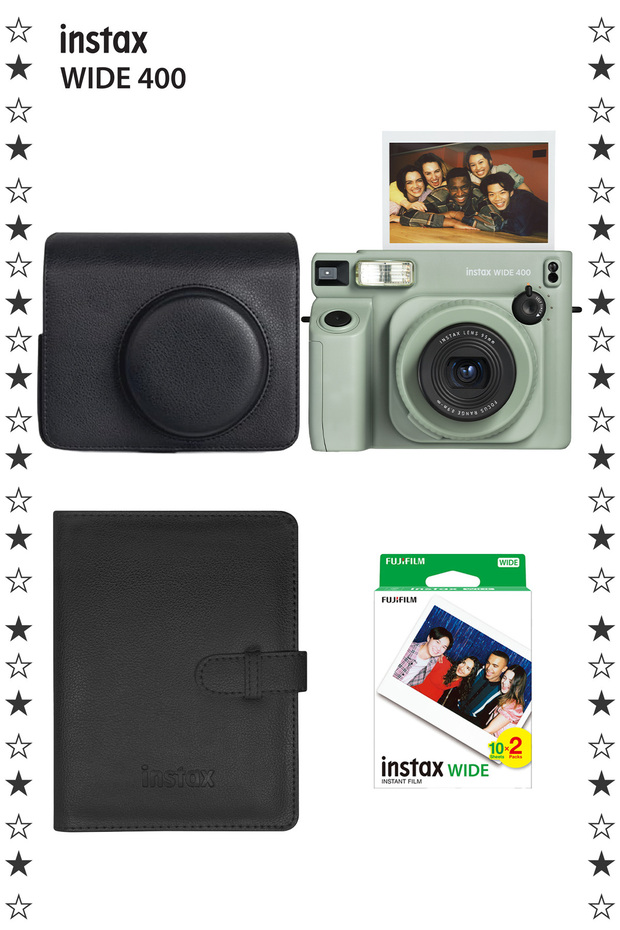 Fujifilm Instax Wide 400 Yeşil Fotoğraf Makinesi Deri Çanta Albüm ve 20'li Film Hediye Seti
