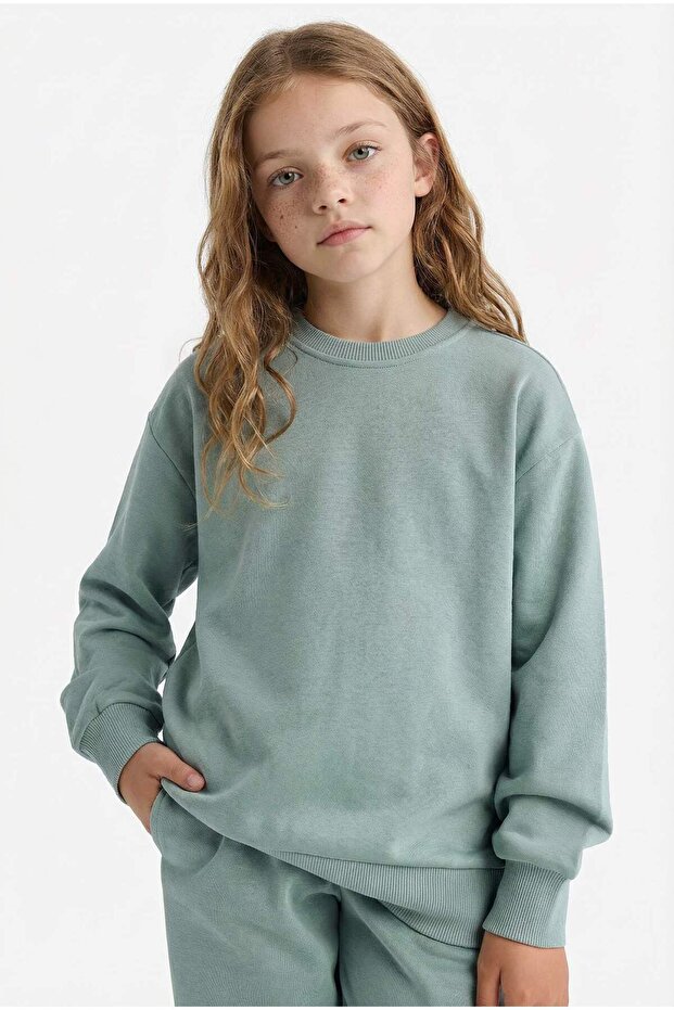 Girl's Crew Neck Cotton Relax Fit School Sweatshirt - A2797A824Au