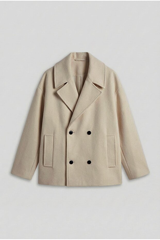 Men's Oversize Double Breasted Coat Beige