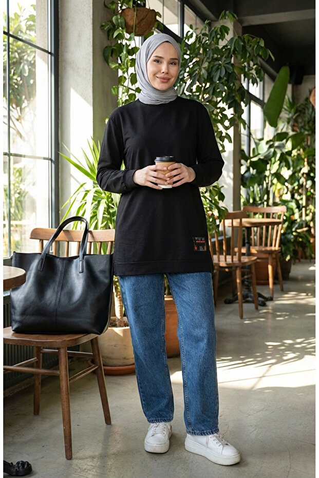 تونيك من القطن الممشط بخيطين 280128 -11 أسود - 2