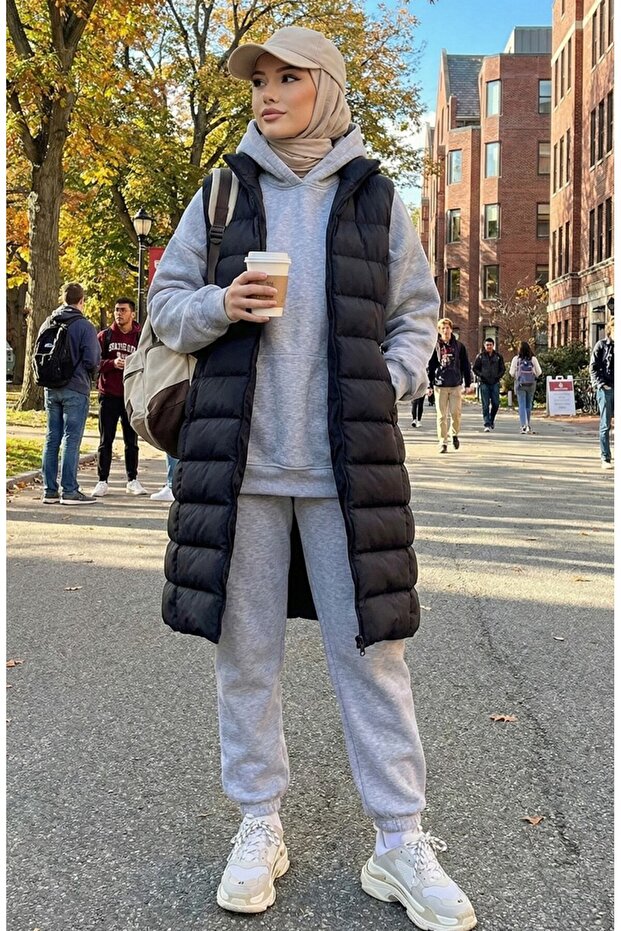 Nafukovací vesta s kapucí na zip 0169A-02 Černá - 2