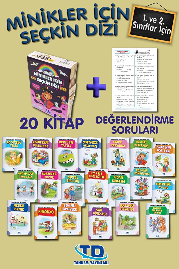 Tandem Yayınları MİNİKLER İÇİN SEÇKİN DİZİSİ 20 KİTAP 1.SINIFLAR İÇİN + Değerlendirme Kitapçığı