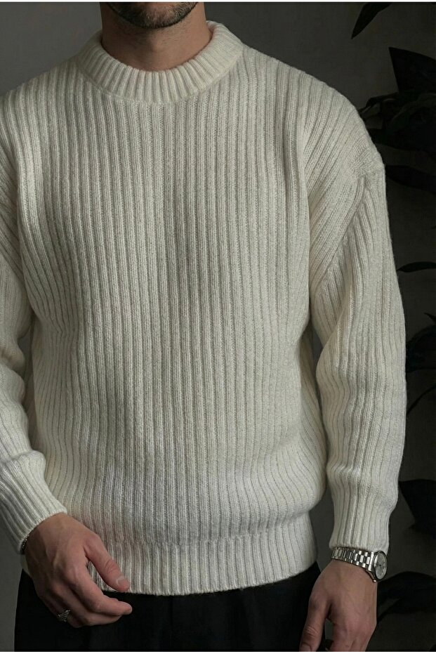 Erkek Fitilli Örme Regular Triko Kazak - 4