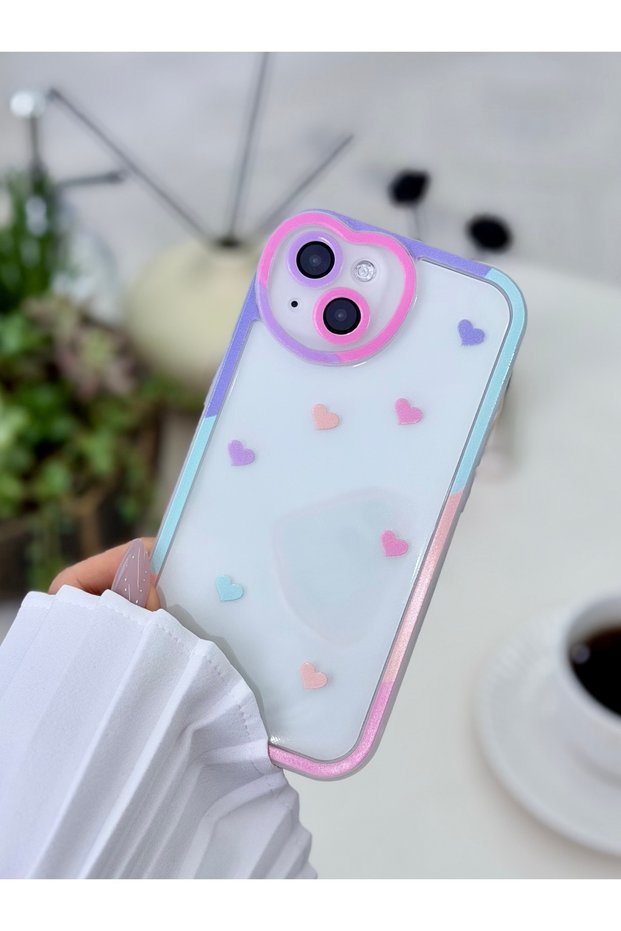 iPhone 13 -14 Compatible Heart Camera Design Thick Anti-Shock Anti-Shock Full Protection Case Transparent