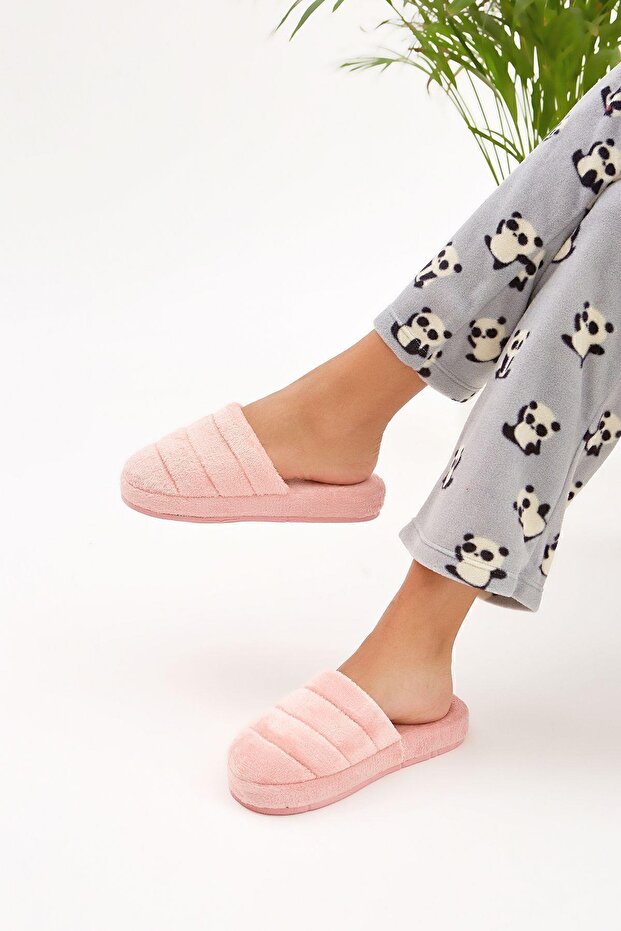 Pudra Önü Kapalı Sessiz Taban Terlik Ev Terliği - 4