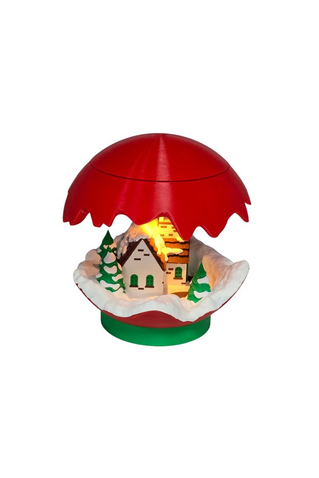 Winter house in 3D globe