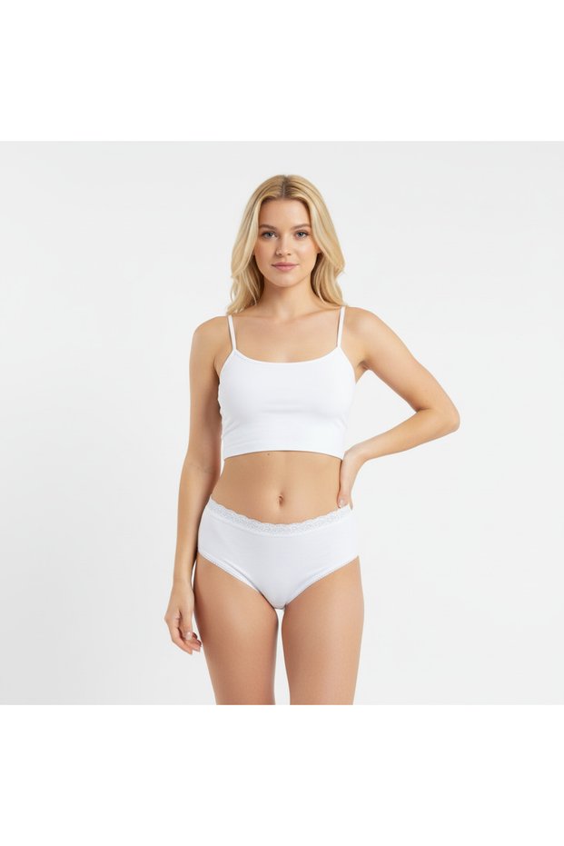 Women's Cotton Lace Waist Slip Panties Bb2096