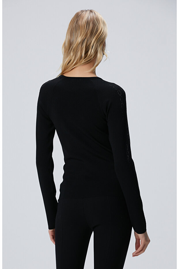 Siyah Kolüstü  Taş İşlemeli  Kazak - 6