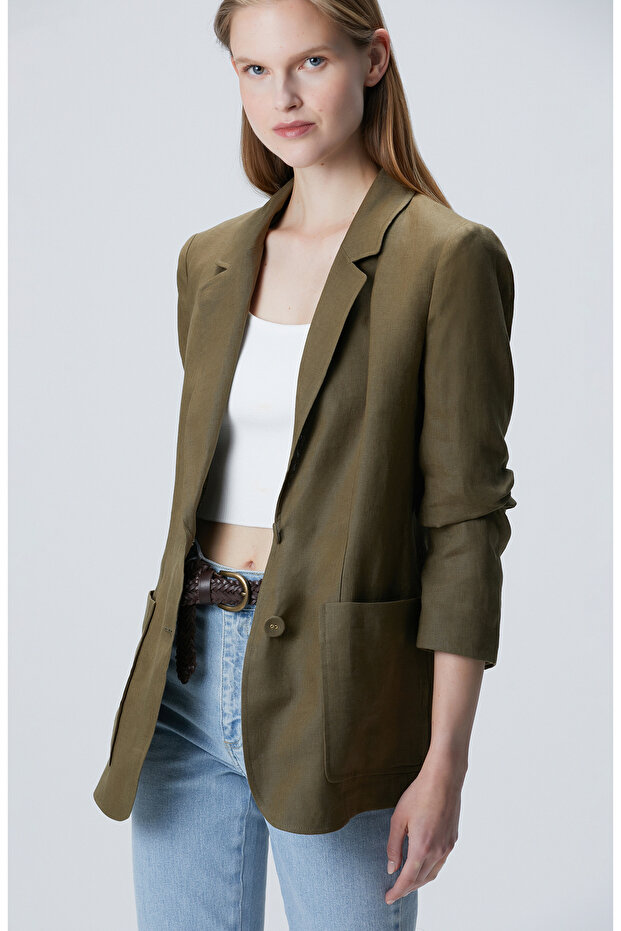 Haki Keten Ceket - 1