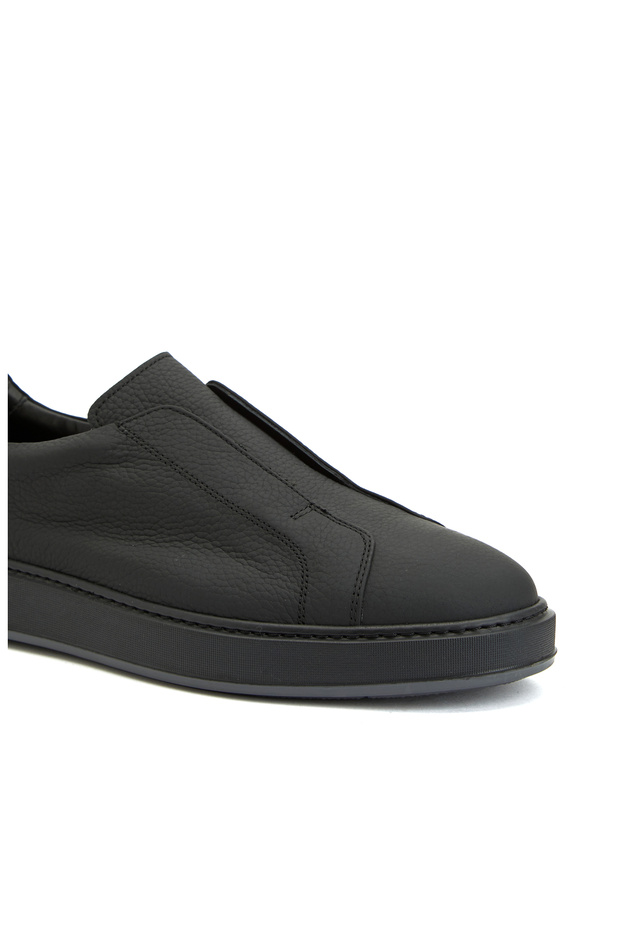 Siyah Erkek Deri Sneaker - 6