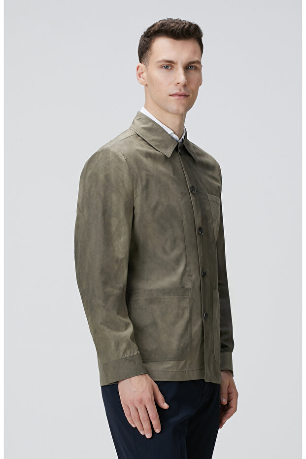 Haki Batik Desenli Ceket - 4