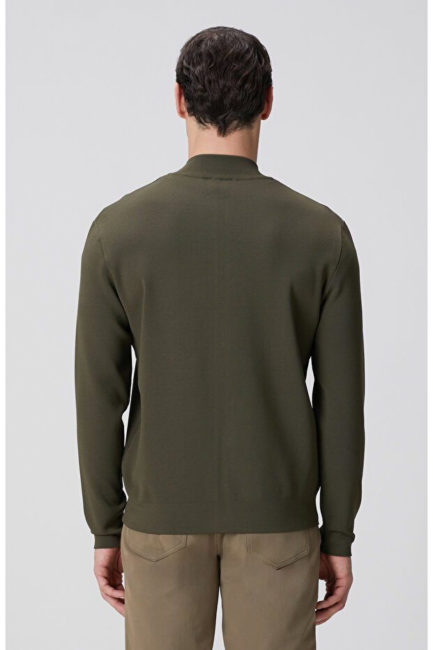 Haki Cep Detaylı Triko Mont - 5